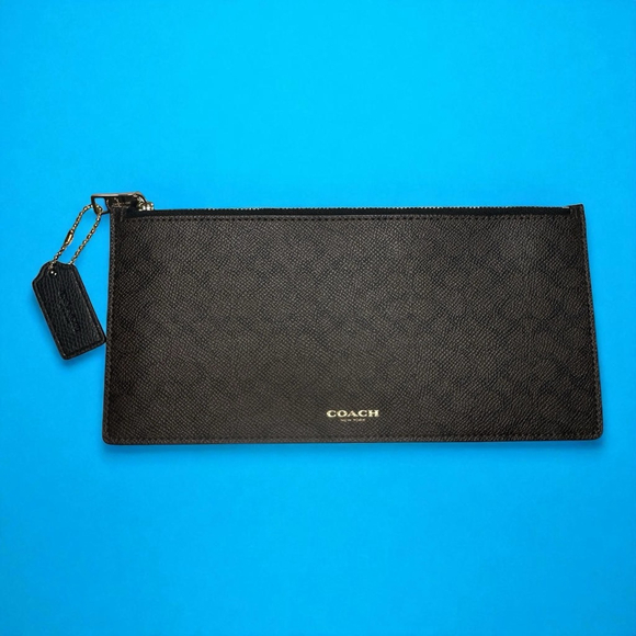 Coach Brown Signature Pouch Clutch Wristlet One Size - Picture 1 of 6